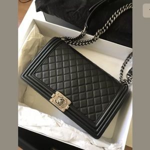 Authentic Black Le Boy Medium Calf Silver Vintage